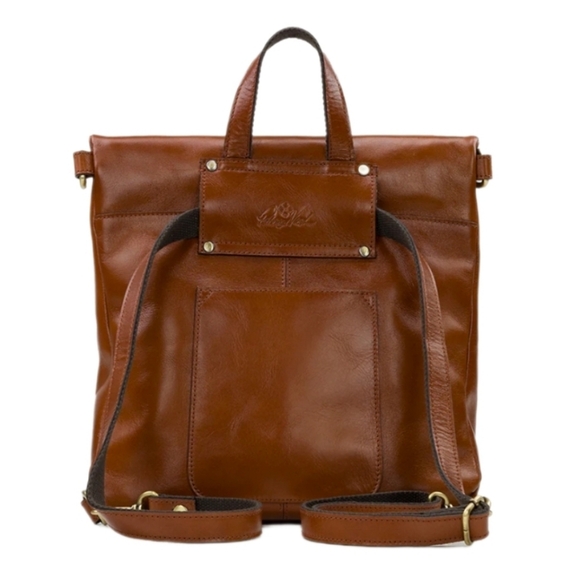 Patricia Nash Cognac Leather Backpack Purse Brown - Picture 3 of 14